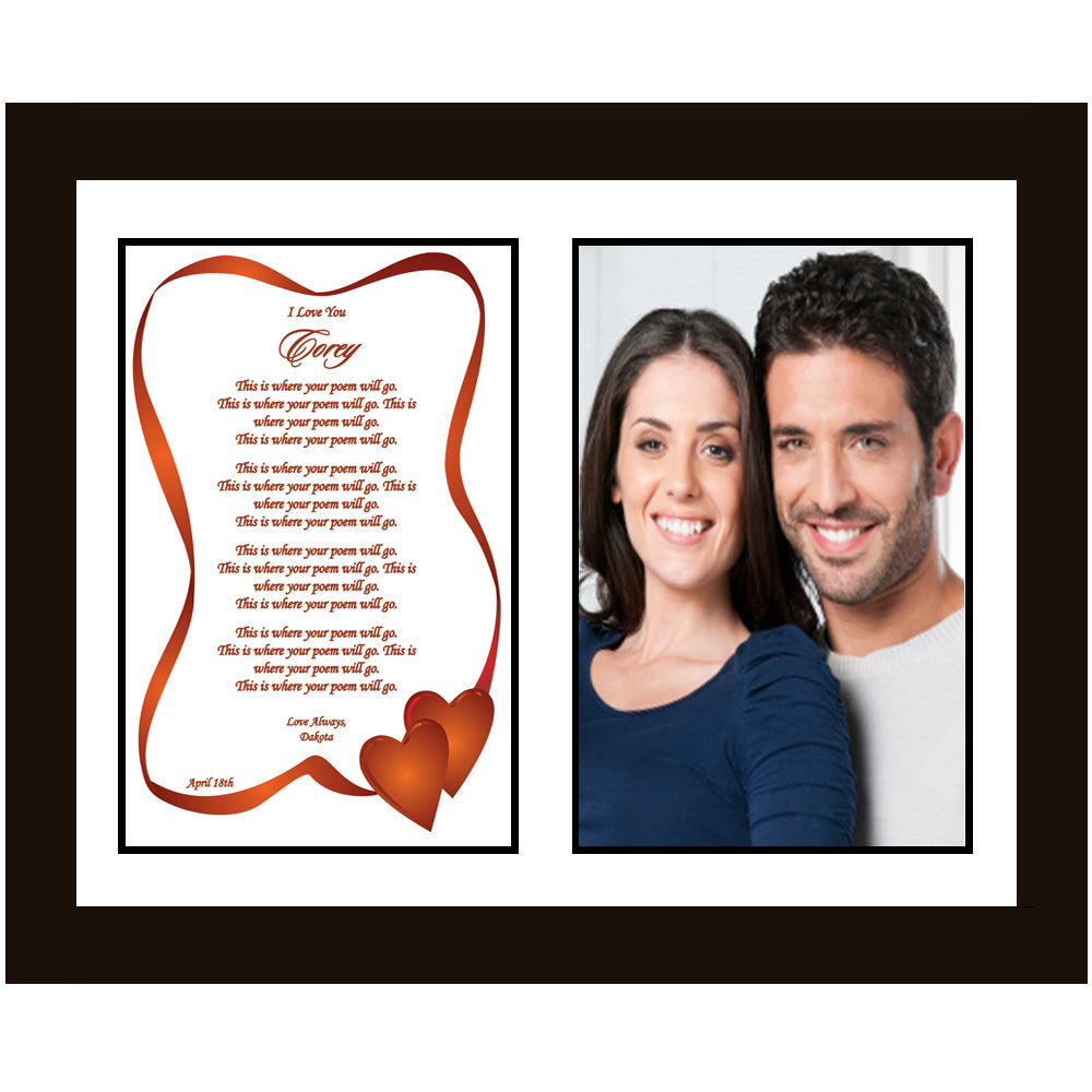 Your Poem in a Red Hearts Design in 8x10 Inch Frame with Photo Area