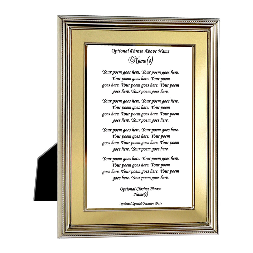 Your Personalized Poem in 5x7 Gold and Silver Metallic Picture Frame