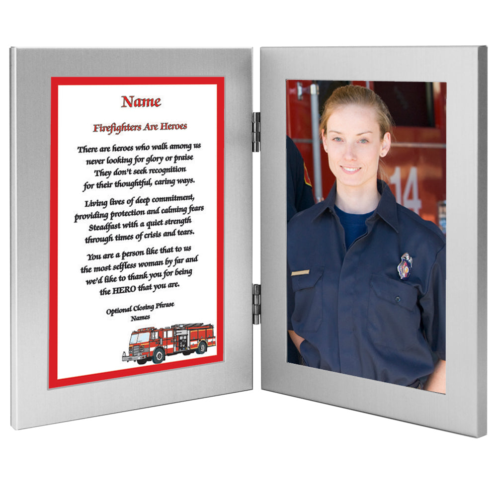 Fireman Frame with Personalized Poem, Add 4x6 Inch Photo