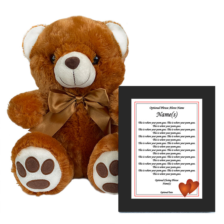 We Design Your Personalized Poem, 5x7 Frame and Cute Teddy Bear